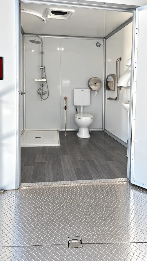 luxury shower restroom trailer interior